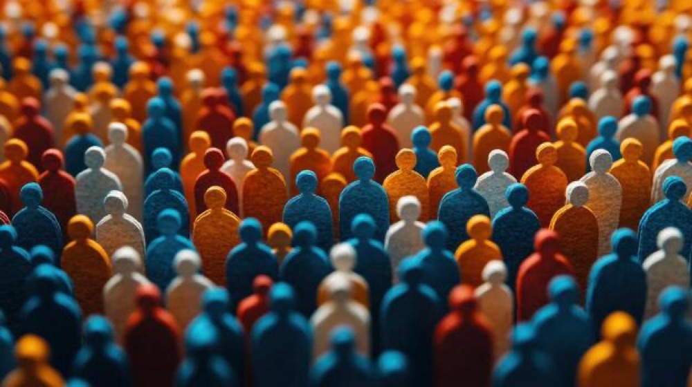 A crowd of colorful figures