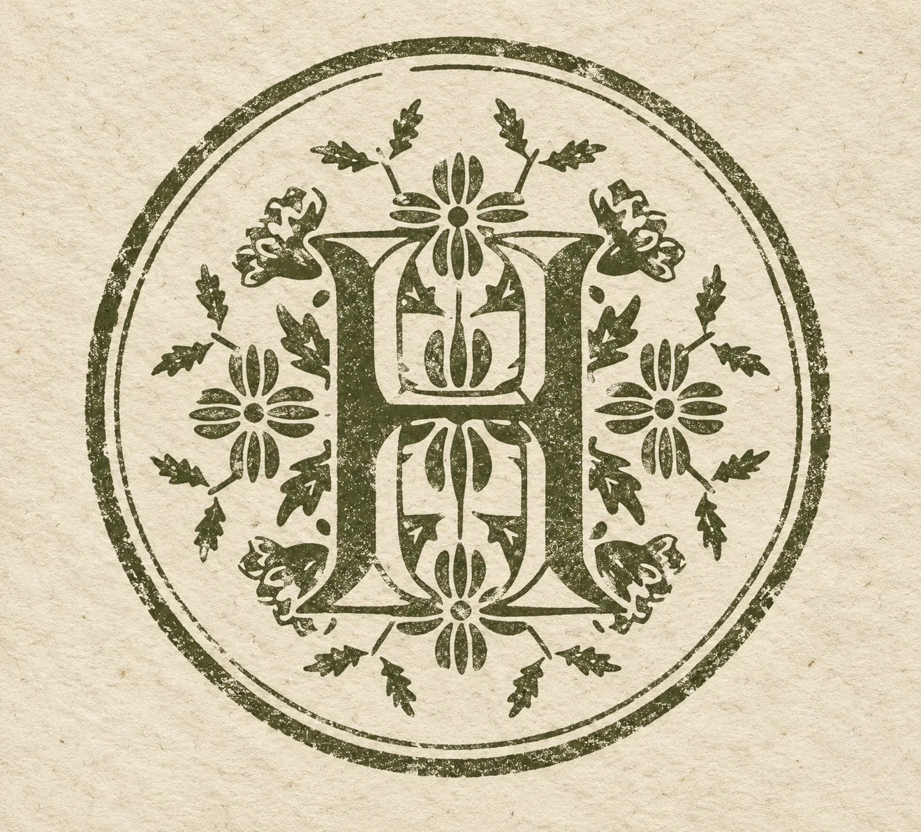 Crest visualization: green ink stamp on paper
