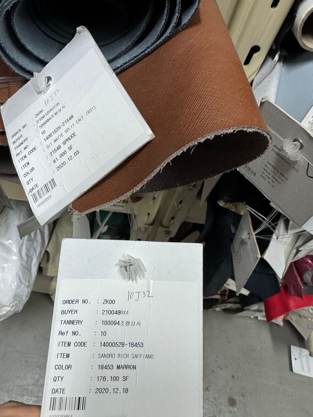 Leather rolls with tannery tags